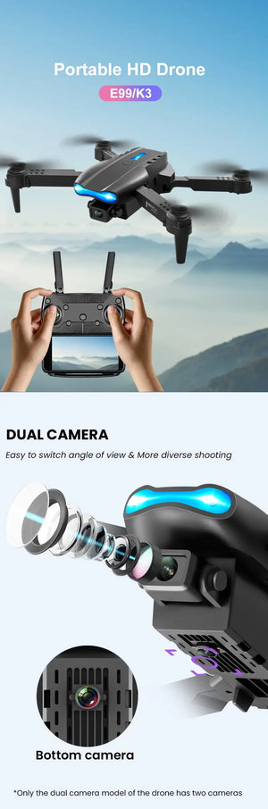 Nouveau E99 PRO Drones GPS Profesional 8K avec caméra HD FPV 5G Wifi Brushless Moteur Pliable RC Quadricoptère Évitement d’obstacles Dron