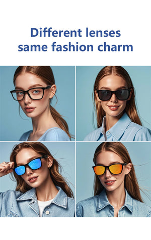 Lunettes intelligentes magnétiques : Lunettes de soleil polarisées filtrant la lumière bleue Lentilles 2 en 1 Audio Micro et haut-parleurs intégrés Assistant tactile et vocal