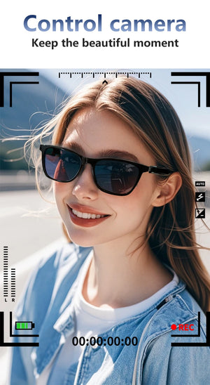 Lunettes intelligentes magnétiques : Lunettes de soleil polarisées filtrant la lumière bleue Lentilles 2 en 1 Audio Micro et haut-parleurs intégrés Assistant tactile et vocal