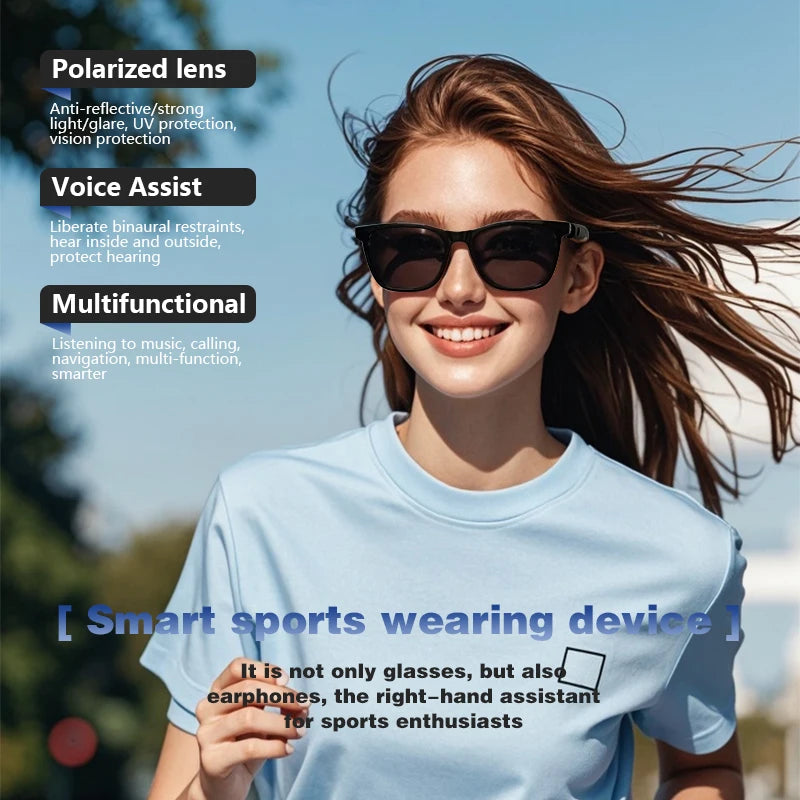 Lunettes intelligentes magnétiques : Lunettes de soleil polarisées filtrant la lumière bleue Lentilles 2 en 1 Audio Micro et haut-parleurs intégrés Assistant tactile et vocal