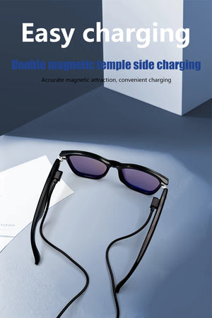 Lunettes intelligentes magnétiques : Lunettes de soleil polarisées filtrant la lumière bleue Lentilles 2 en 1 Audio Micro et haut-parleurs intégrés Assistant tactile et vocal