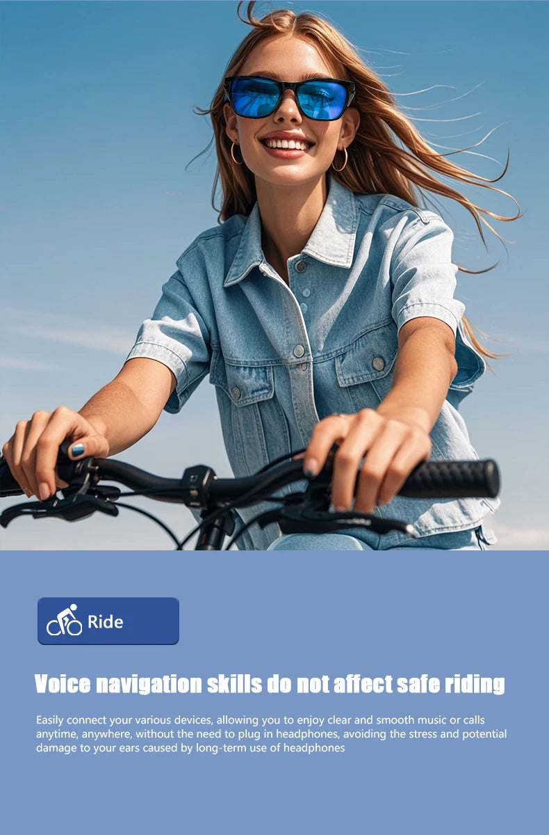 Lunettes intelligentes magnétiques : Lunettes de soleil polarisées filtrant la lumière bleue Lentilles 2 en 1 Audio Micro et haut-parleurs intégrés Assistant tactile et vocal