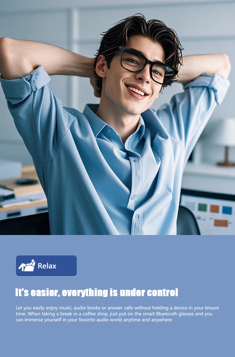 Lunettes intelligentes magnétiques : Lunettes de soleil polarisées filtrant la lumière bleue Lentilles 2 en 1 Audio Micro et haut-parleurs intégrés Assistant tactile et vocal