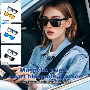 Lunettes intelligentes magnétiques : Lunettes de soleil polarisées filtrant la lumière bleue Lentilles 2 en 1 Audio Micro et haut-parleurs intégrés Assistant tactile et vocal